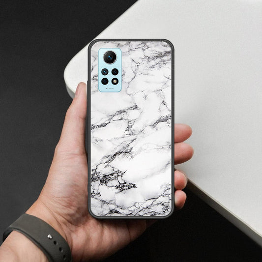 Xiaomi Redmi Note 12 Pro 4G Cover - White Marble Series - HQ Ultra Shine Premium Infinity Glass Soft Silicon Borders Case