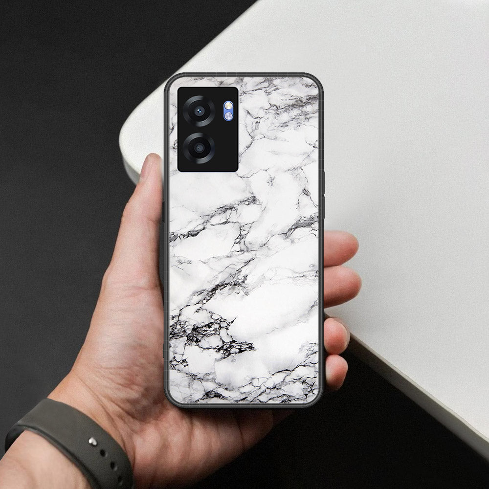 OnePlus Nord N300 Cover - White Marble Series - HQ Ultra Shine Premium Infinity Glass Soft Silicon Borders Case