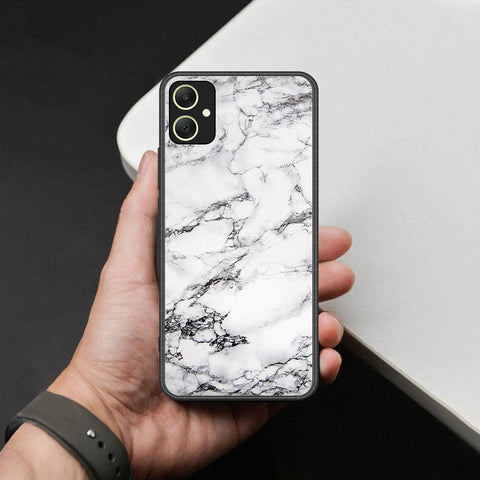 Samsung Galaxy A05 Cover - White Marble Series - HQ Ultra Shine Premium Infinity Glass Soft Silicon Borders Case