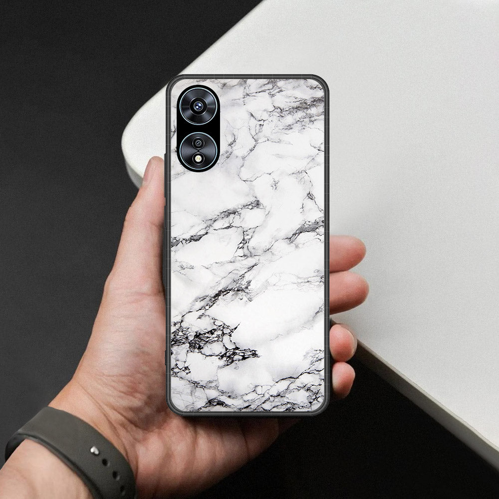 Oppo A78 4G Cover - White Marble Series - HQ Ultra Shine Premium Infinity Glass Soft Silicon Borders Case