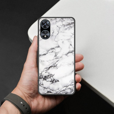 Oppo A78 4G Cover - White Marble Series - HQ Ultra Shine Premium Infinity Glass Soft Silicon Borders Case