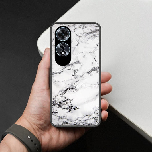 Oppo A60 Cover - White Marble Series - HQ Ultra Shine Premium Infinity Glass Soft Silicon Borders Case