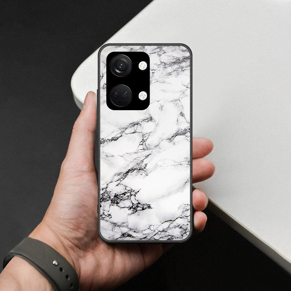 OnePlus Nord 3 Cover - White Marble Series - HQ Ultra Shine Premium Infinity Glass Soft Silicon Borders Case