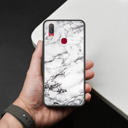 Vivo Y11 2019 Cover - White Marble Series - HQ Ultra Shine Premium Infinity Glass Soft Silicon Borders Case