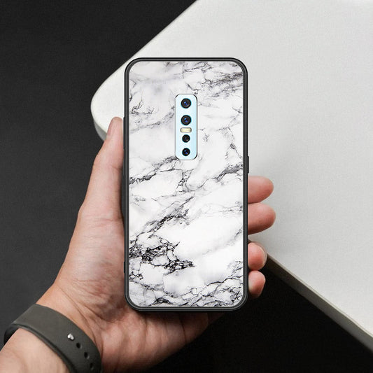 Vivo V17 Pro Cover - White Marble Series - HQ Ultra Shine Premium Infinity Glass Soft Silicon Borders Case