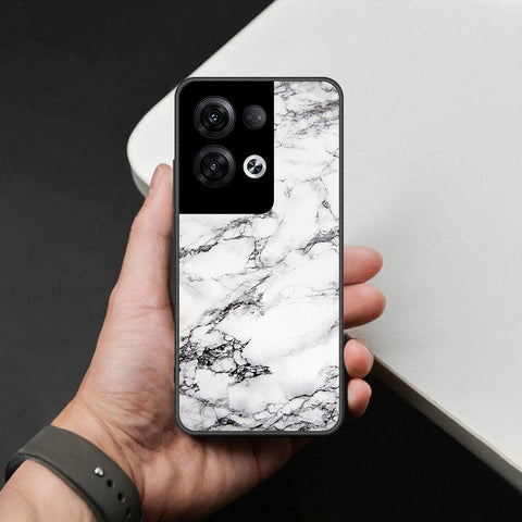 Oppo Reno 8 Pro  Cover - White Marble Series - HQ Ultra Shine Premium Infinity Glass Soft Silicon Borders Case