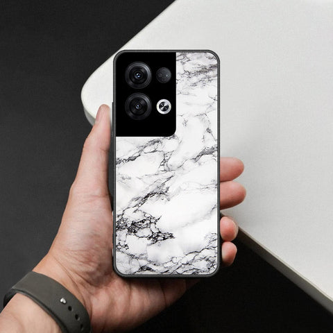 Oppo Reno 8 Pro Plus Cover - White Marble Series - HQ Ultra Shine Premium Infinity Glass Soft Silicon Borders Case