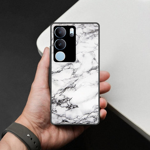 Vivo S17t Cover - White Marble Series - HQ Ultra Shine Premium Infinity Glass Soft Silicon Borders Case
