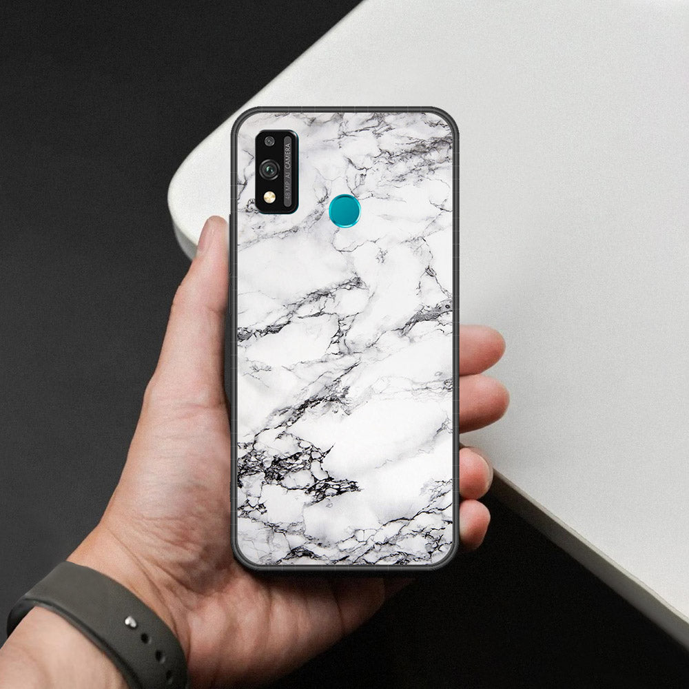 Huawei Honor 9 Lite - White Marble Series - HQ Ultra Shine Premium Infinity Glass Soft Silicon Borders Case