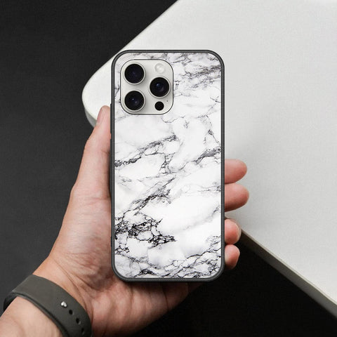 iPhone 16 Pro Max - White Marble Series - HQ Ultra Shine Premium Infinity Glass Soft Silicon Borders Case
