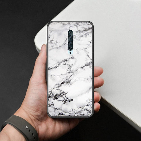 Oppo Reno 2 Cover - White Marble Series - HQ Ultra Shine Premium Infinity Glass Soft Silicon Borders Case