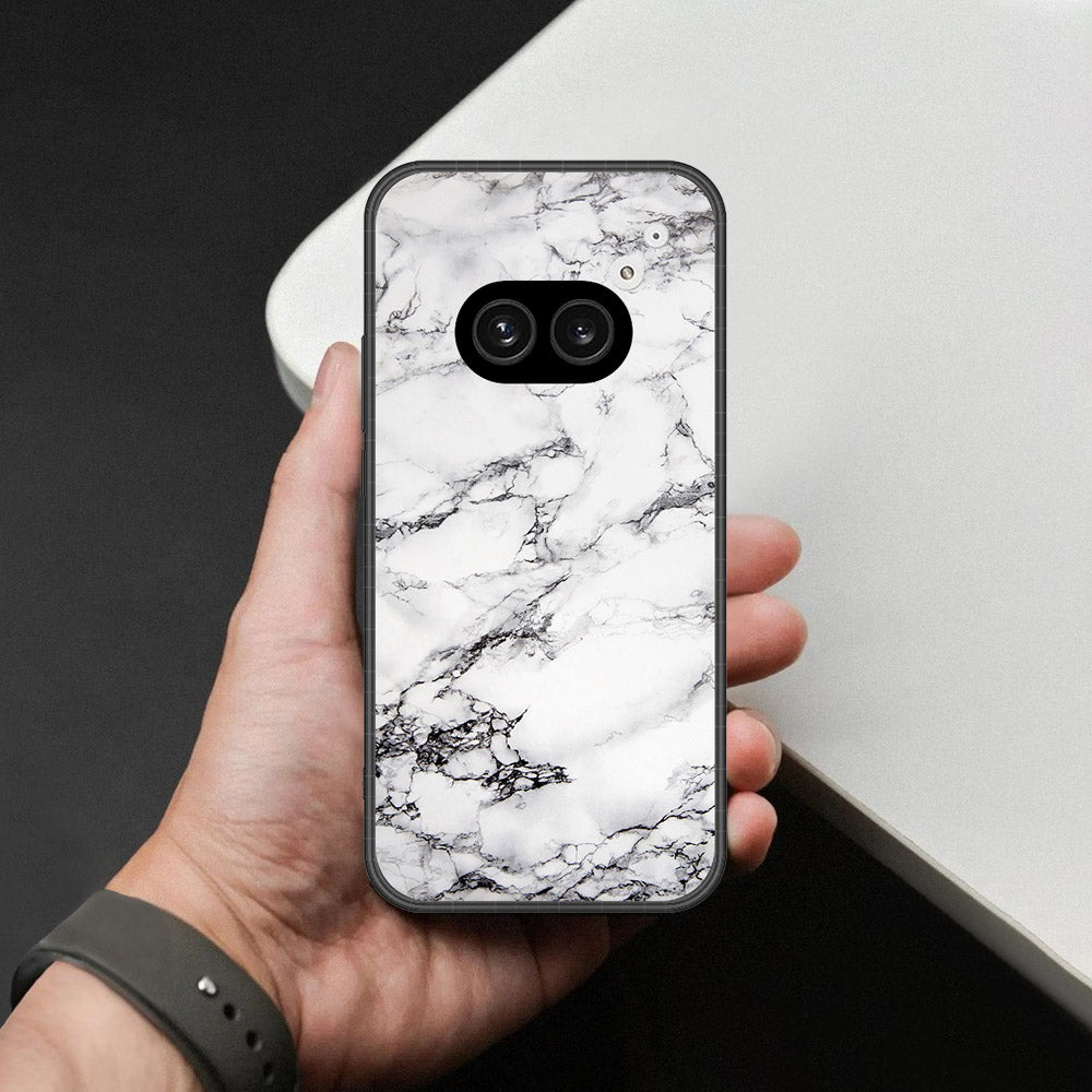Nothing Phone 2a Cover - White Marble Series - HQ Ultra Shine Premium Infinity Glass Soft Silicon Borders Case