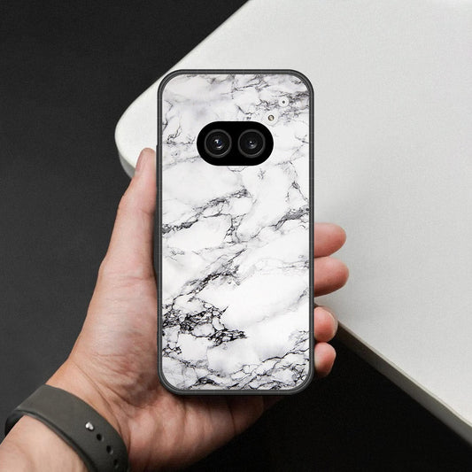 Nothing Phone 2a Cover - White Marble Series - HQ Ultra Shine Premium Infinity Glass Soft Silicon Borders Case