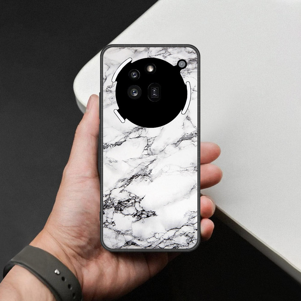 Nothing Phone 3a Pro Cover - White Marble Series - HQ Ultra Shine Premium Infinity Glass Soft Silicon Borders Case