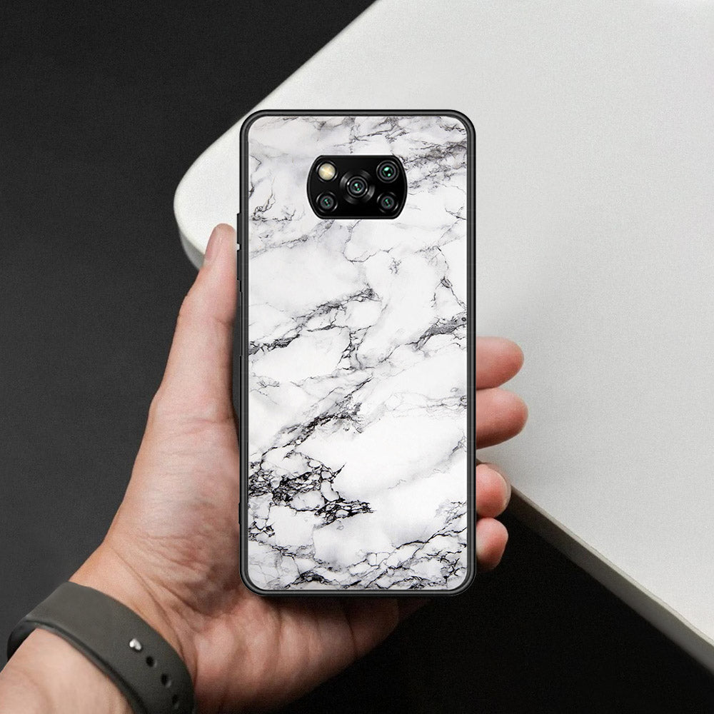Xiaomi Poco X3 Pro Cover - White Marble Series - HQ Ultra Shine Premium Infinity Glass Soft Silicon Borders Case