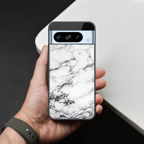 Google Pixel 8 Pro Cover - White Marble Series - HQ Ultra Shine Premium Infinity Glass Soft Silicon Borders Case