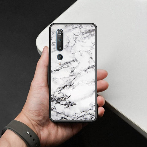 Xiaomi Mi 10 Cover - White Marble Series - HQ Ultra Shine Premium Infinity Glass Soft Silicon Borders Case