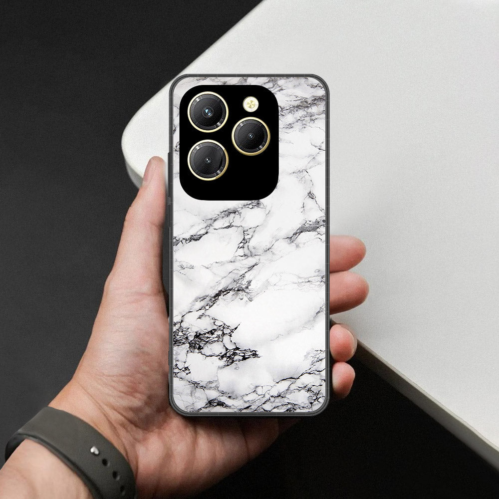 Tecno Spark 20 Pro Cover - White Marble Series - HQ Ultra Shine Premium Infinity Glass Soft Silicon Borders Case