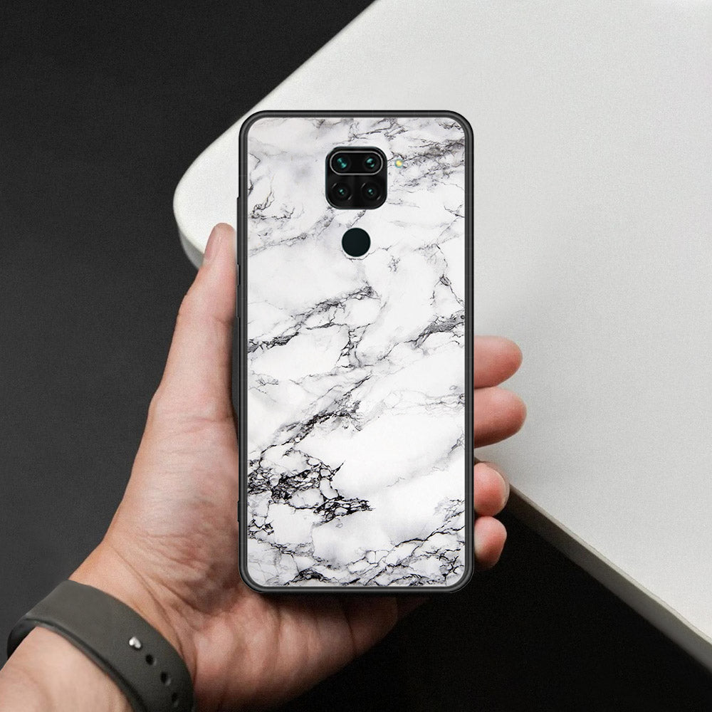 Xiaomi Redmi Note 9 Cover - White Marble Series - HQ Ultra Shine Premium Infinity Glass Soft Silicon Borders Case
