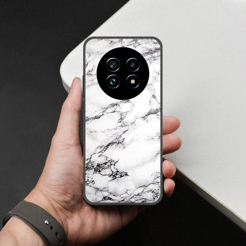 Realme 13 Plus 5G Cover - White Marble Series - HQ Ultra Shine Premium Infinity Glass Soft Silicon Borders Case