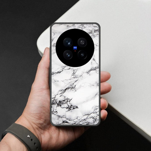 Realme C75x Cover - White Marble Series - HQ Ultra Shine Premium Infinity Glass Soft Silicon Borders Case