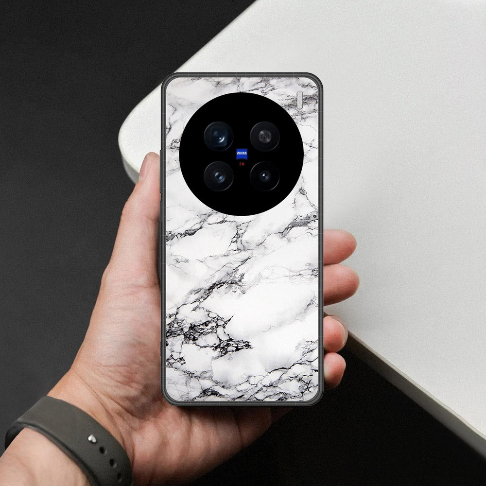 Realme C75 Cover - White Marble Series - HQ Ultra Shine Premium Infinity Glass Soft Silicon Borders Case