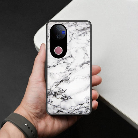 Vivo V50e Cover - White Marble Series - HQ Ultra Shine Premium Infinity Glass Soft Silicon Borders Case