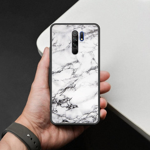 Xiaomi Redmi 9 Cover - White Marble Series - HQ Ultra Shine Premium Infinity Glass Soft Silicon Borders Case