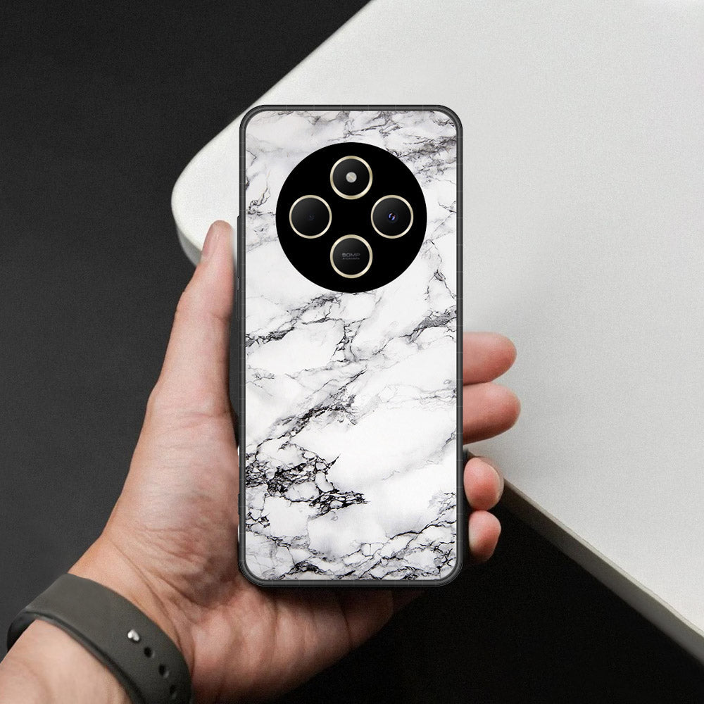 Xiaomi Redmi 14C Cover - White Marble Series - HQ Ultra Shine Premium Infinity Glass Soft Silicon Borders Case
