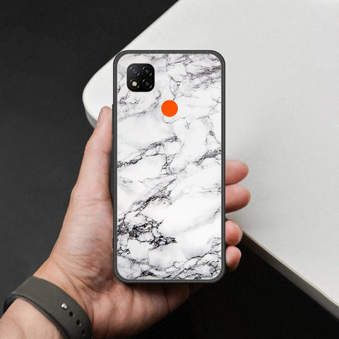 Xiaomi Poco C3 Cover - White Marble Series - HQ Ultra Shine Premium Infinity Glass Soft Silicon Borders Case