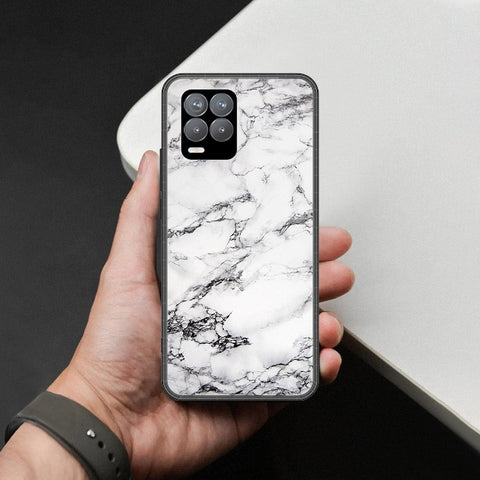 Realme 8 Pro Cover - White Marble Series - HQ Ultra Shine Premium Infinity Glass Soft Silicon Borders Case