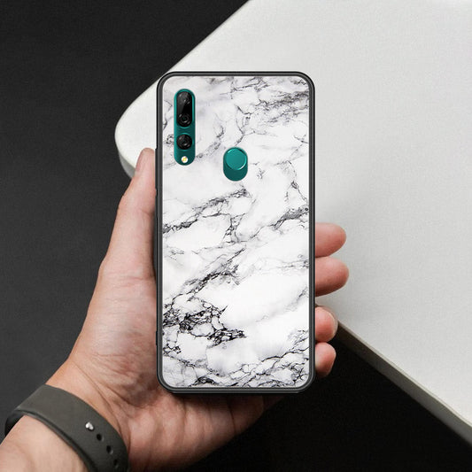 Huawei P Smart Z Cover - White Marble Series - HQ Ultra Shine Premium Infinity Glass Soft Silicon Borders Case