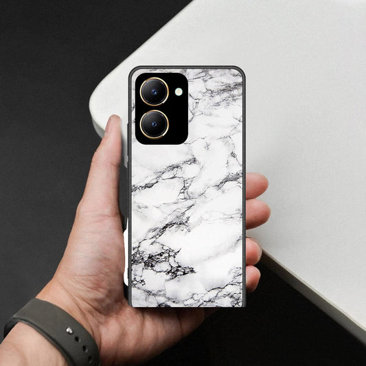 Vivo Y36 4G Cover - White Marble Series - HQ Ultra Shine Premium Infinity Glass Soft Silicon Borders Case