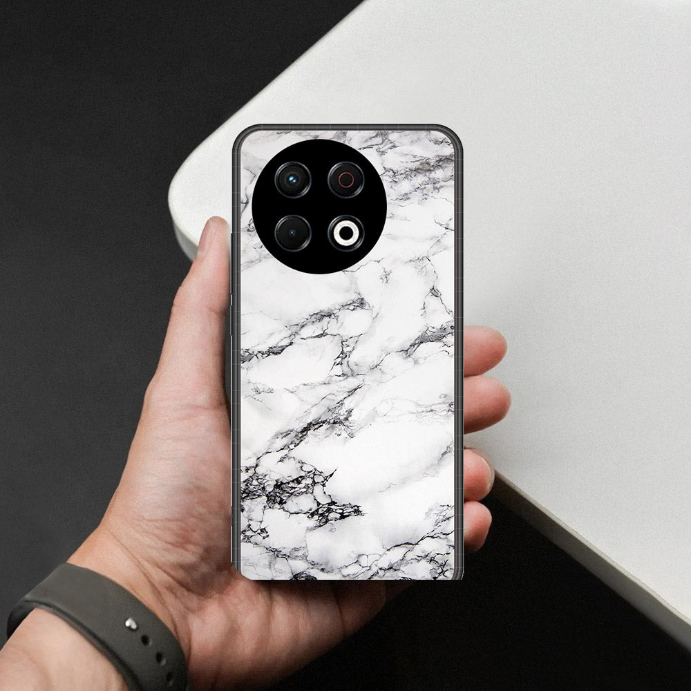 Tecno Spark 30 Pro Cover - White Marble Series - HQ Ultra Shine Premium Infinity Glass Soft Silicon Borders Case