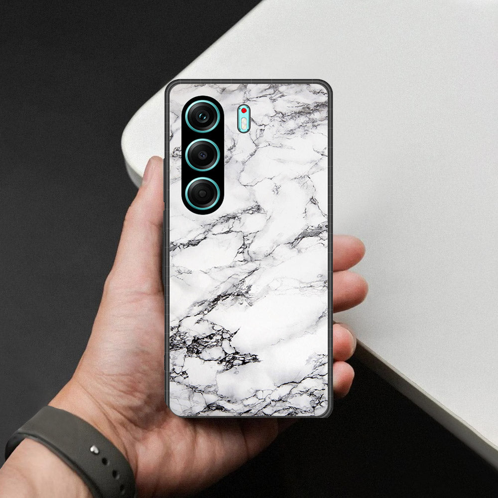 Tecno Camon 40 Pro 5G Cover - White Marble Series - HQ Ultra Shine Premium Infinity Glass Soft Silicon Borders Case