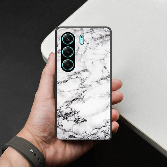 Tecno Camon 40 Pro 5G Cover - White Marble Series - HQ Ultra Shine Premium Infinity Glass Soft Silicon Borders Case