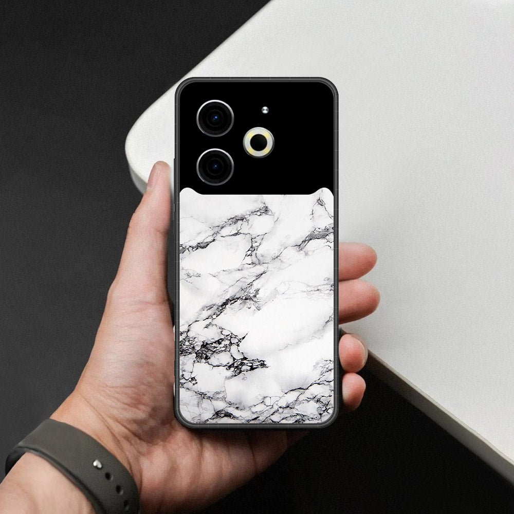 Tecno Pova 6 Pro Cover - White Marble Series - HQ Ultra Shine Premium Infinity Glass Soft Silicon Borders Case