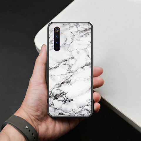 Realme 6 Pro Cover - White Marble Series - HQ Ultra Shine Premium Infinity Glass Soft Silicon Borders Case