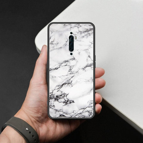 Oppo Reno 2F Cover - White Marble Series - HQ Ultra Shine Premium Infinity Glass Soft Silicon Borders Case