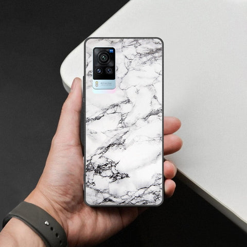 Vivo X60 Pro Cover - White Marble Series - HQ Ultra Shine Premium Infinity Glass Soft Silicon Borders Case