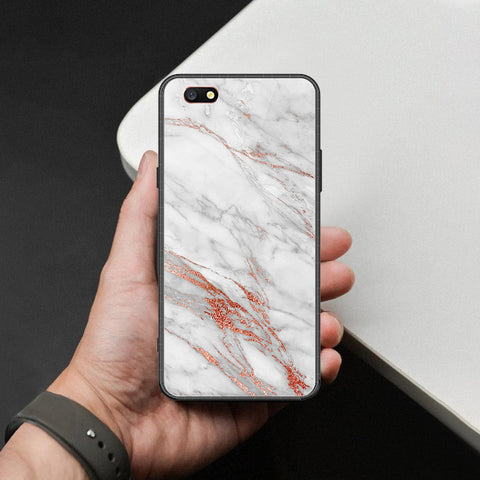 Oppo F3 Cover - White Marble Series - HQ Ultra Shine Premium Infinity Glass Soft Silicon Borders Case