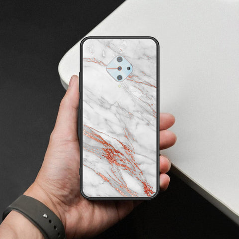 Vivo Y51 (2020 September) Cover - White Marble Series - HQ Ultra Shine Premium Infinity Glass Soft Silicon Borders Case