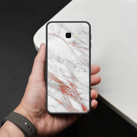 Samsung Galaxy J4 Plus Cover - White Marble Series - HQ Ultra Shine Premium Infinity Glass Soft Silicon Borders Case