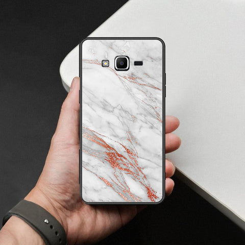 Samsung Galaxy J2 Prime Cover - White Marble Series - HQ Ultra Shine Premium Infinity Glass Soft Silicon Borders Case