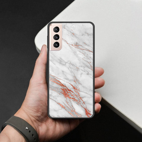 Samsung Galaxy S21 Plus 5G Cover - White Marble Series - HQ Ultra Shine Premium Infinity Glass Soft Silicon Borders Case