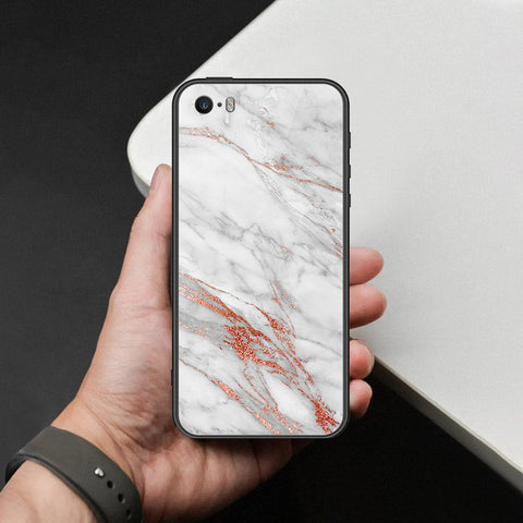iPhone 5s Cover - White Marble Series - HQ Ultra Shine Premium Infinity Glass Soft Silicon Borders Case