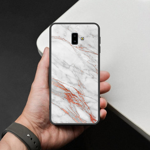 Samsung Galaxy J6 Prime Cover - White Marble Series - HQ Ultra Shine Premium Infinity Glass Soft Silicon Borders Case
