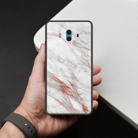Huawei Mate 10 Cover - White Marble Series - HQ Ultra Shine Premium Infinity Glass Soft Silicon Borders Case