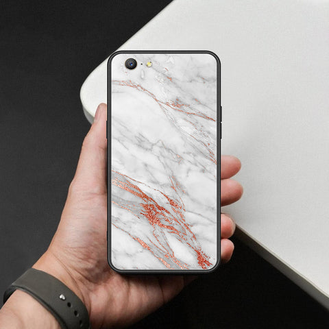 Oppo A57 Cover - White Marble Series - HQ Ultra Shine Premium Infinity Glass Soft Silicon Borders Case