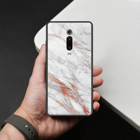 Xiaomi Mi 9T Cover - White Marble Series - HQ Ultra Shine Premium Infinity Glass Soft Silicon Borders Case